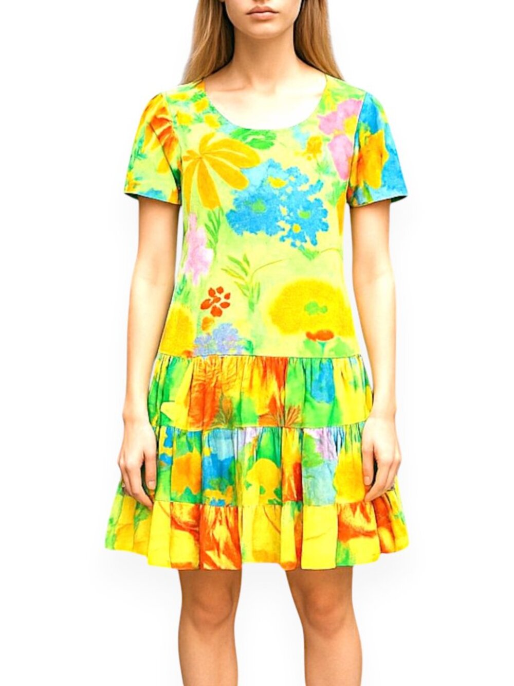 Jams World Hattie Summer Garden Floral Tiered Vacation Dress W329-SUGA Size XS